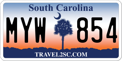SC license plate MYW854