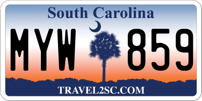 SC license plate MYW859