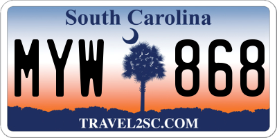 SC license plate MYW868
