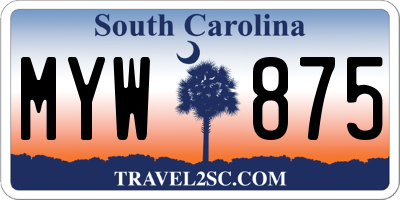 SC license plate MYW875