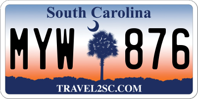 SC license plate MYW876