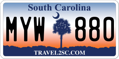 SC license plate MYW880