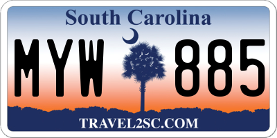 SC license plate MYW885