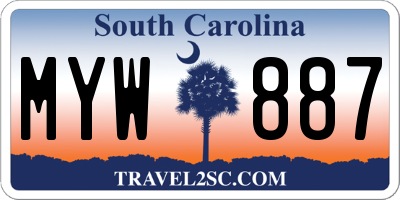 SC license plate MYW887