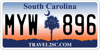 SC license plate MYW896