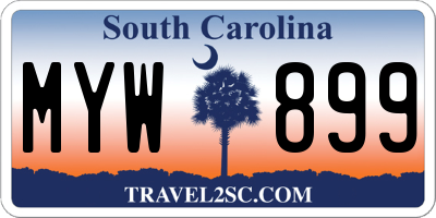 SC license plate MYW899
