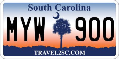 SC license plate MYW900