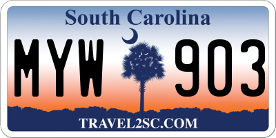 SC license plate MYW903