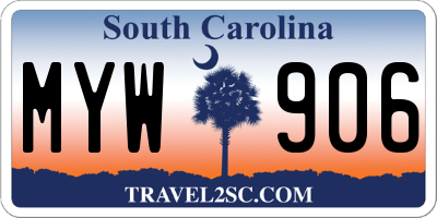 SC license plate MYW906