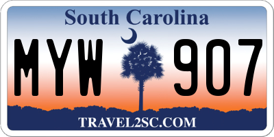 SC license plate MYW907