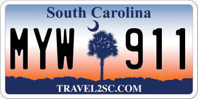 SC license plate MYW911