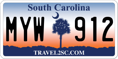 SC license plate MYW912