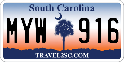 SC license plate MYW916