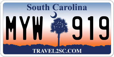 SC license plate MYW919