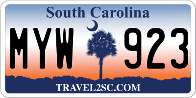 SC license plate MYW923