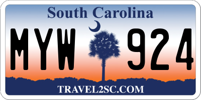 SC license plate MYW924