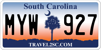 SC license plate MYW927