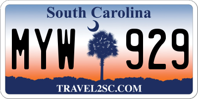 SC license plate MYW929