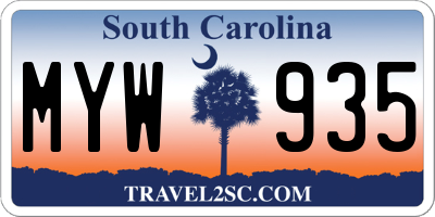 SC license plate MYW935