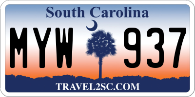 SC license plate MYW937