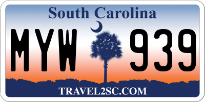 SC license plate MYW939