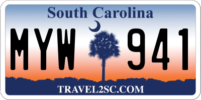 SC license plate MYW941