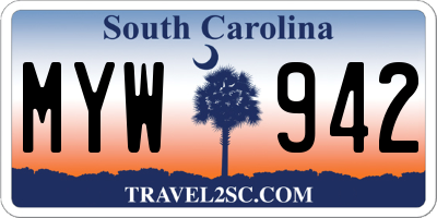 SC license plate MYW942
