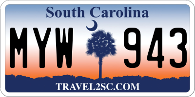 SC license plate MYW943