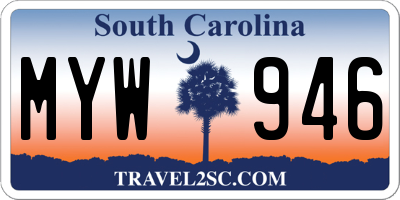 SC license plate MYW946