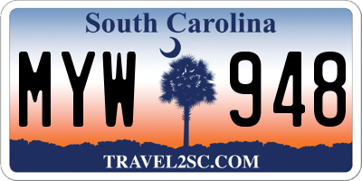 SC license plate MYW948