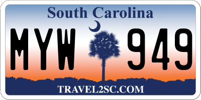 SC license plate MYW949