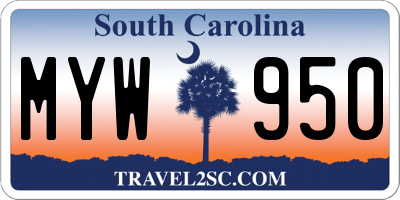 SC license plate MYW950