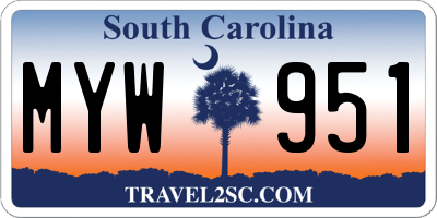 SC license plate MYW951