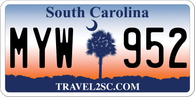 SC license plate MYW952
