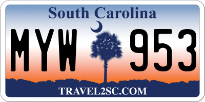 SC license plate MYW953