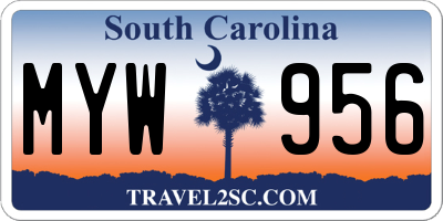 SC license plate MYW956