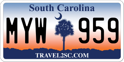SC license plate MYW959