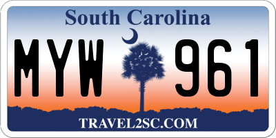 SC license plate MYW961