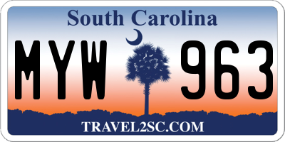 SC license plate MYW963