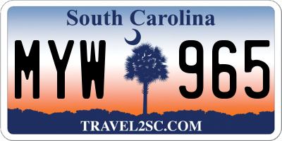 SC license plate MYW965