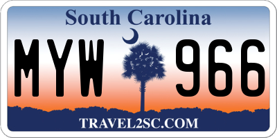 SC license plate MYW966