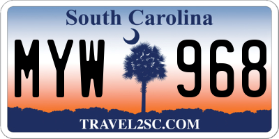 SC license plate MYW968