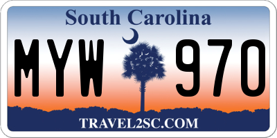 SC license plate MYW970