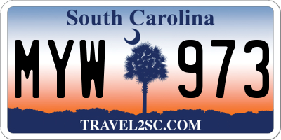 SC license plate MYW973