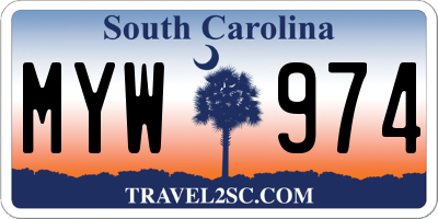SC license plate MYW974