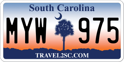 SC license plate MYW975
