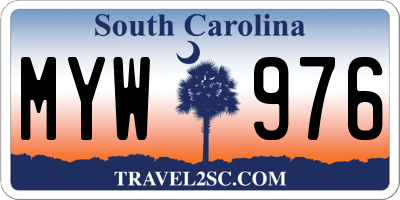 SC license plate MYW976