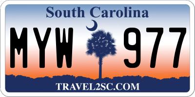 SC license plate MYW977