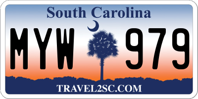 SC license plate MYW979