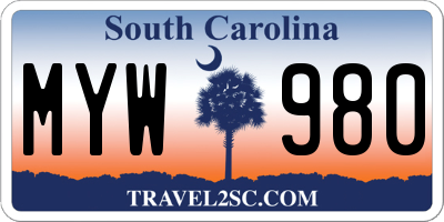 SC license plate MYW980